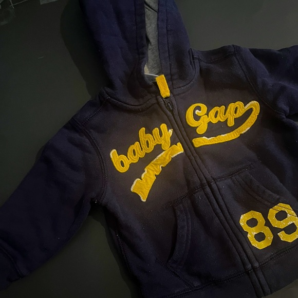 Vintage Baby Gap Hoodie. Navy Blue with Gold Lettering. Infants 12-18 months. - Picture 3 of 10